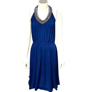 APT 9 Blue Sleeveless Decorative Beaded Neckline Dress XL Rayon Spandex  Stretch